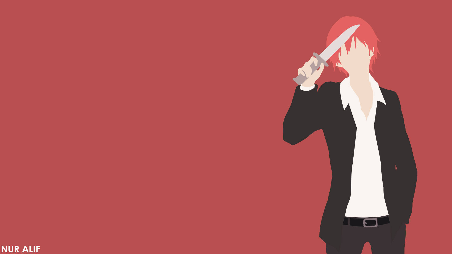 Karma Akabane, red hair, knife to temple, Full HD Desktop Wallpaper