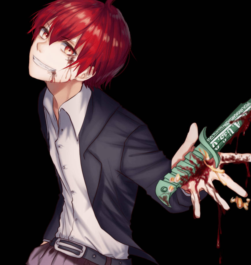 Karma Akabane, red-haired anime boy, suit, SD Phone Wallpaper