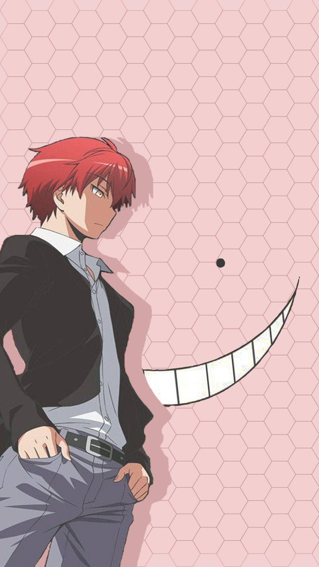 Karma Akabane, red-haired anime boy, suit, Full HD Phone Wallpaper