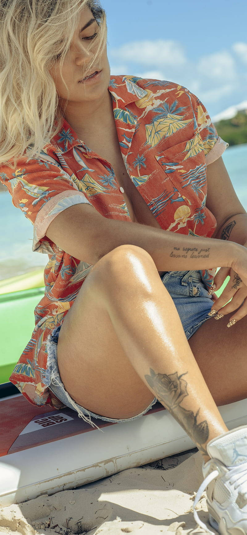 Karol G, beach, tropical shirt, HD Phone Wallpaper