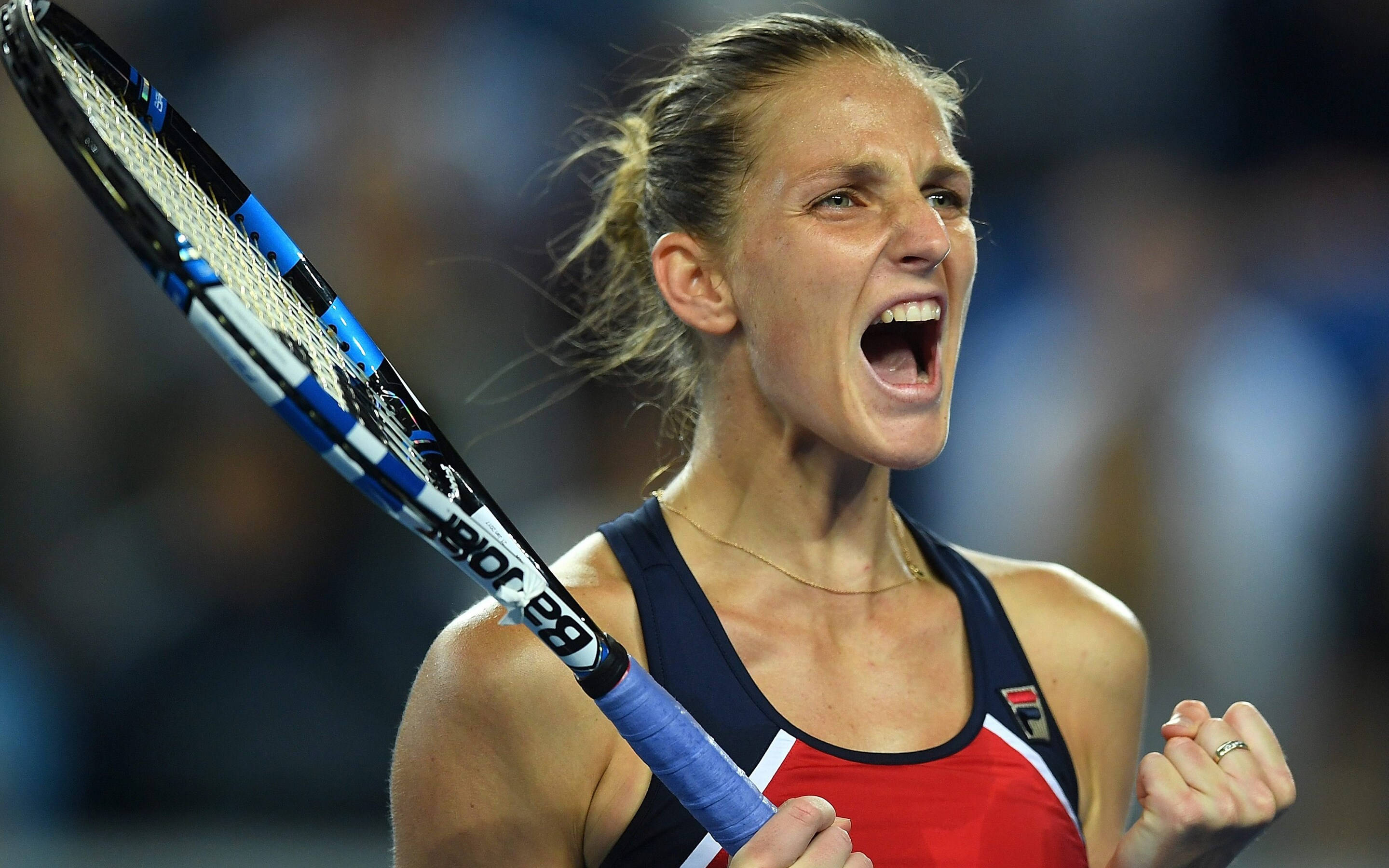 Karolina Pliskova, tennis player, racket, 2K Desktop Wallpaper
