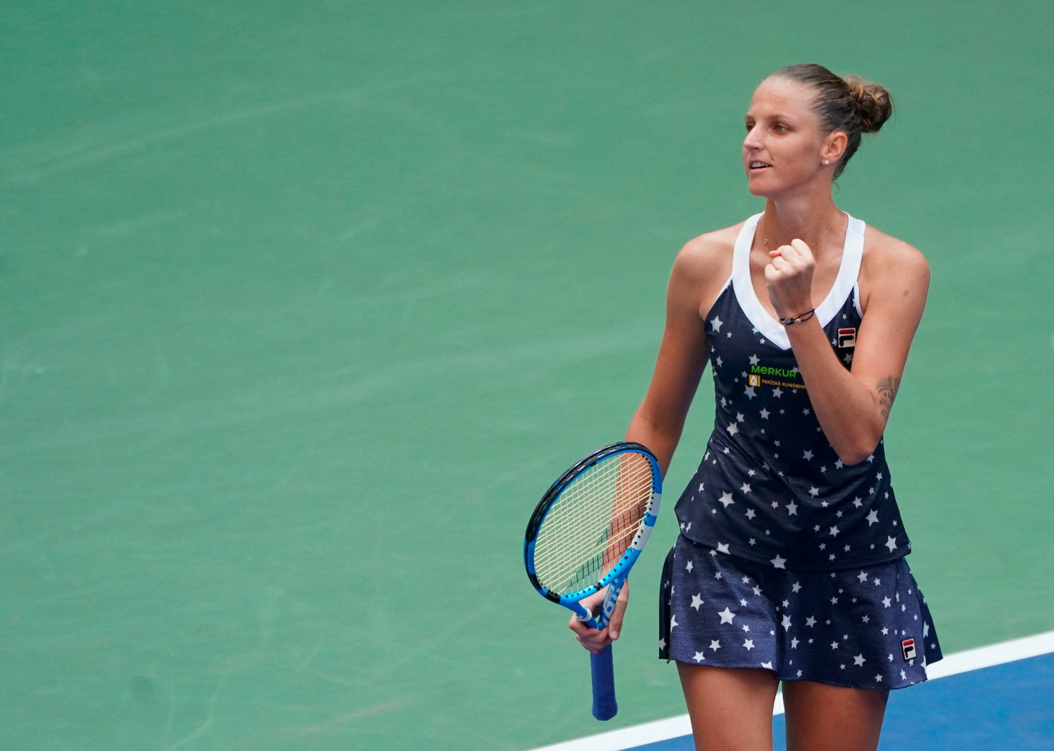 Karolina Pliskova, starry outfit, star-patterned outfit, Full HD Desktop Wallpaper