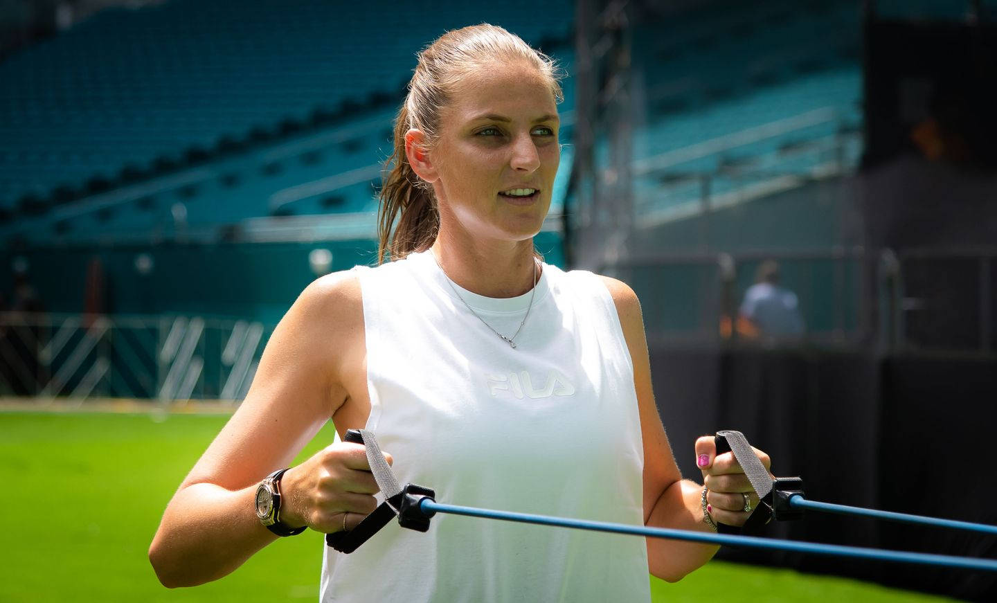 Karolina Pliskova, FILA tank top, white, HD Desktop Wallpaper