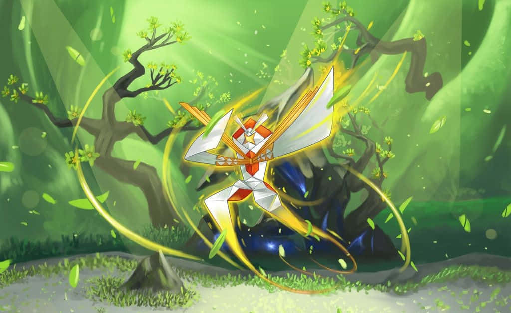 Kartana, yellow glow, white wings, SD Desktop Wallpaper