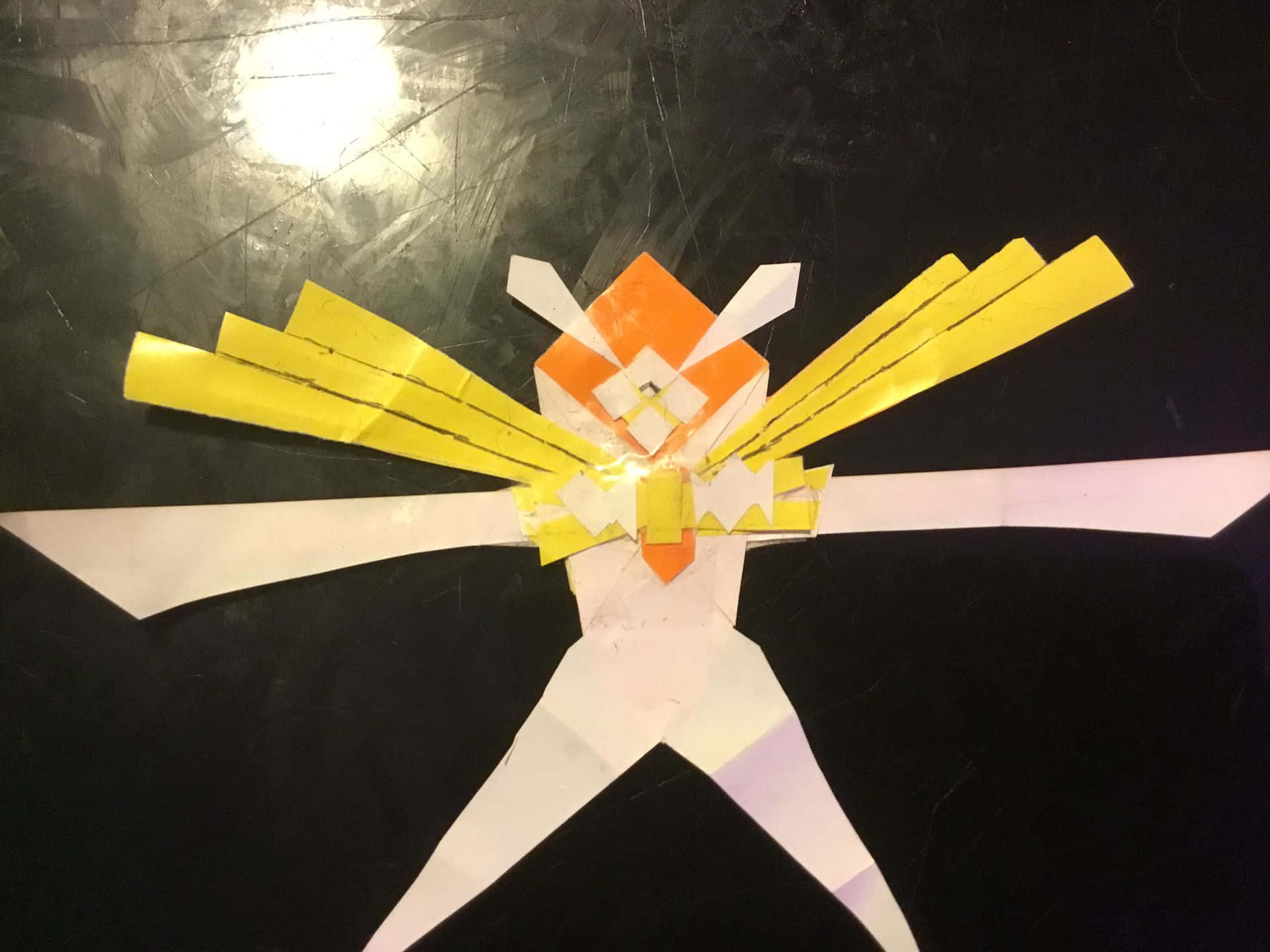 Kartana, paper craft, yellow wing-like strips, Full HD Desktop Wallpaper