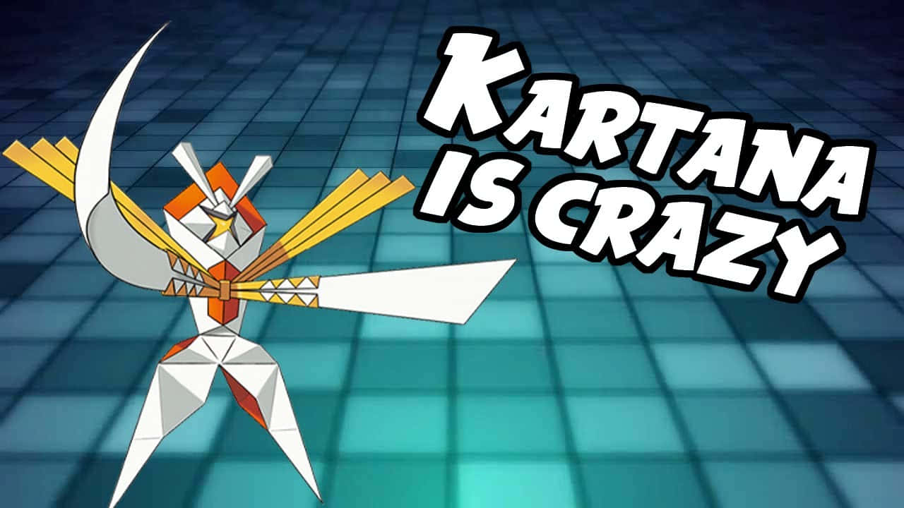 Kartana, orange and white geometric wings, blue grid background, HD Desktop Wallpaper