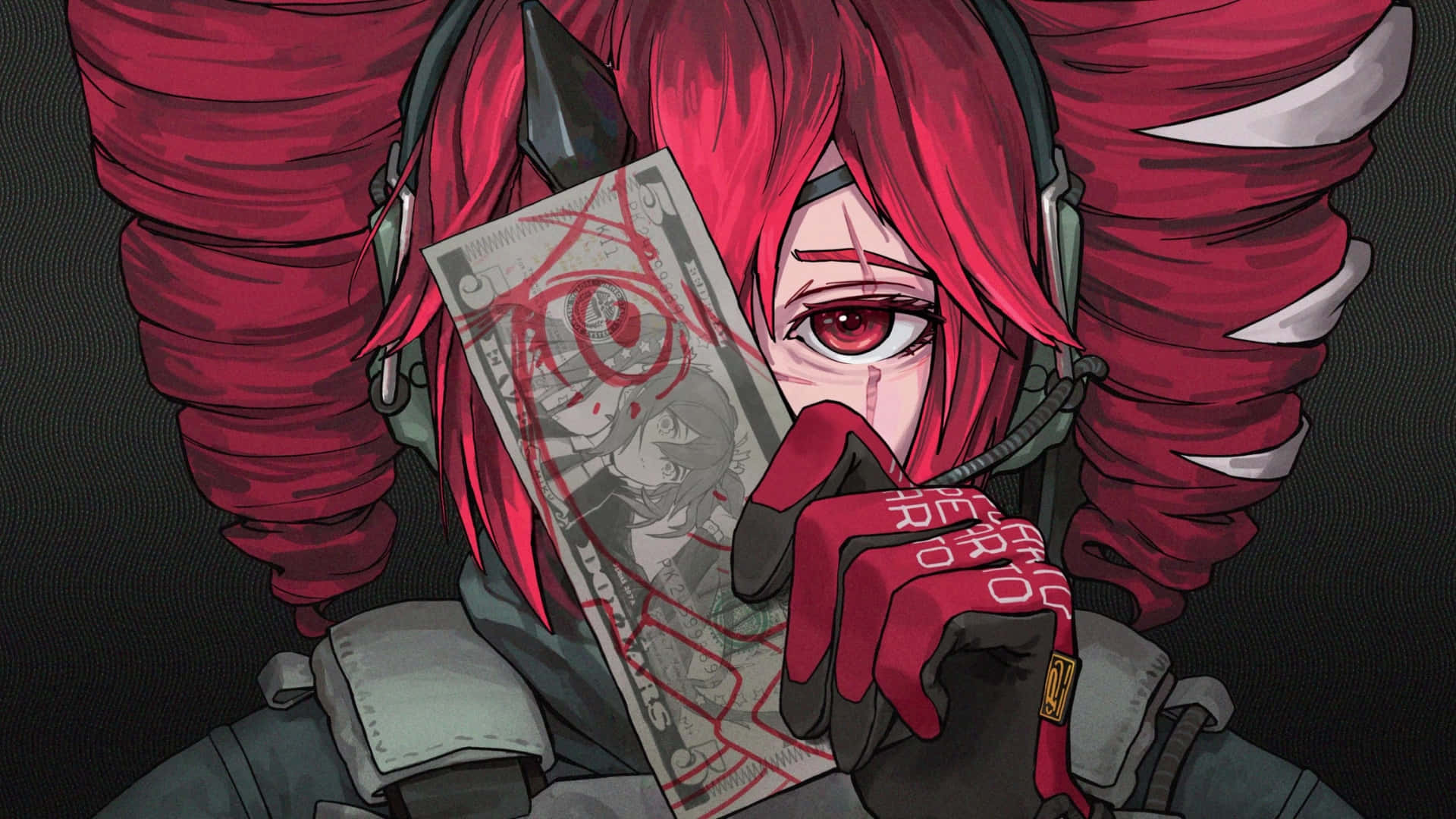 Kasane Teto, red-haired, horns, Full HD Desktop Wallpaper