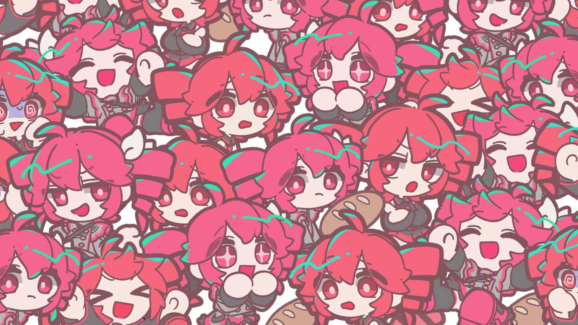 Kasane Teto, chibi anime girls, pink hair, Full HD Desktop Wallpaper
