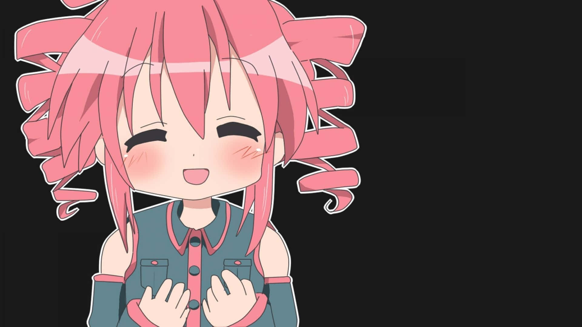 Kasane Teto, pink spiral hair, rosy cheeks, Full HD Desktop Wallpaper