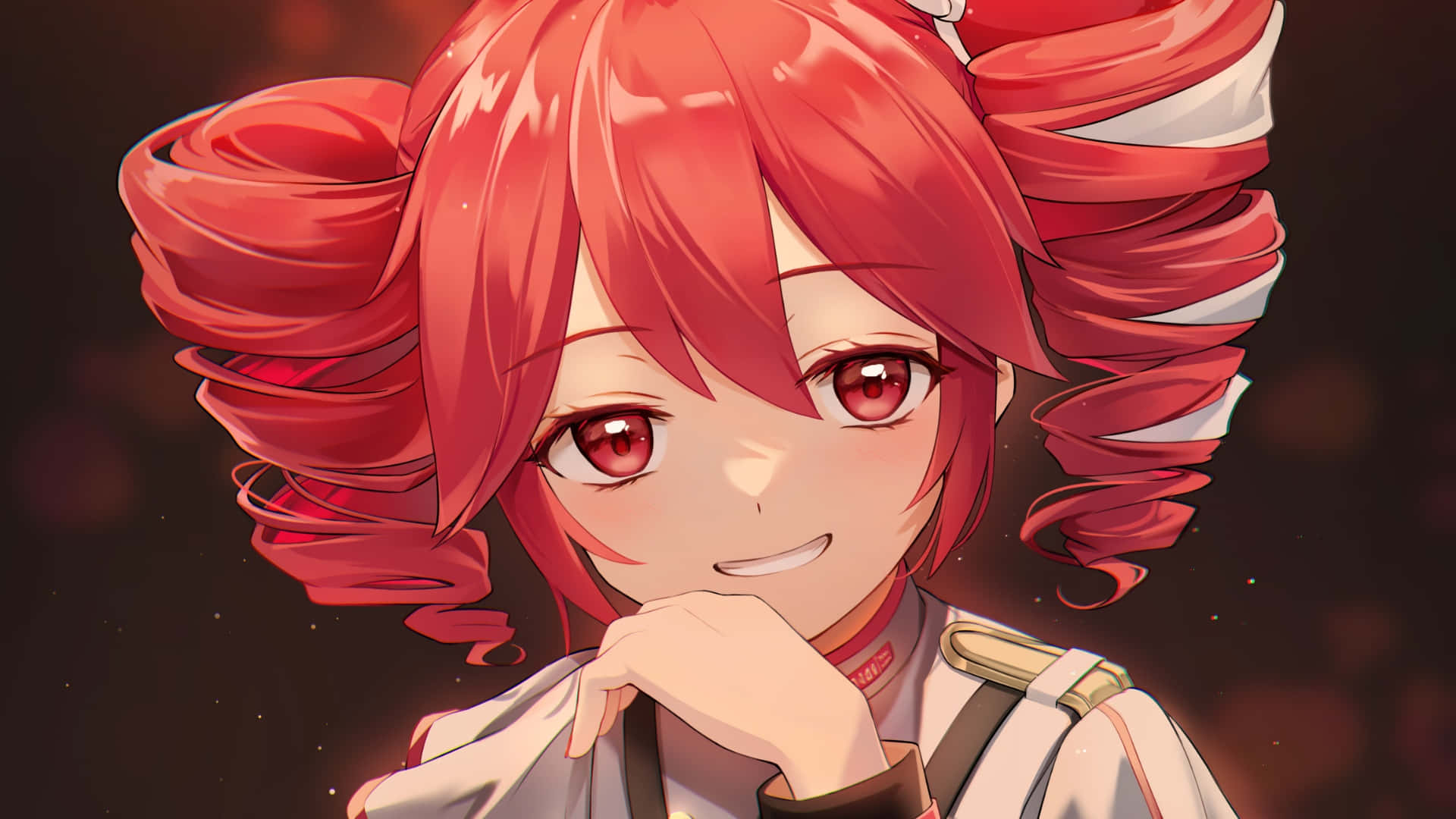 Kasane Teto, vibrant red hair, twin spirals, Full HD Desktop Wallpaper