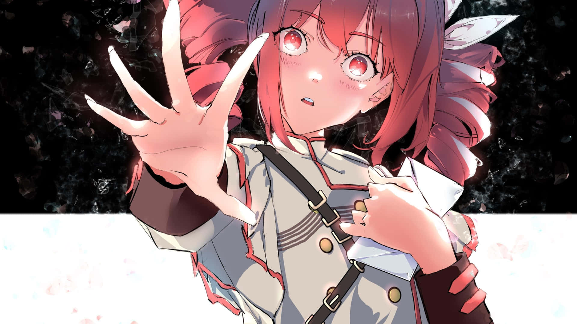 Kasane Teto, red hair, glowing eyes, Full HD Desktop Wallpaper