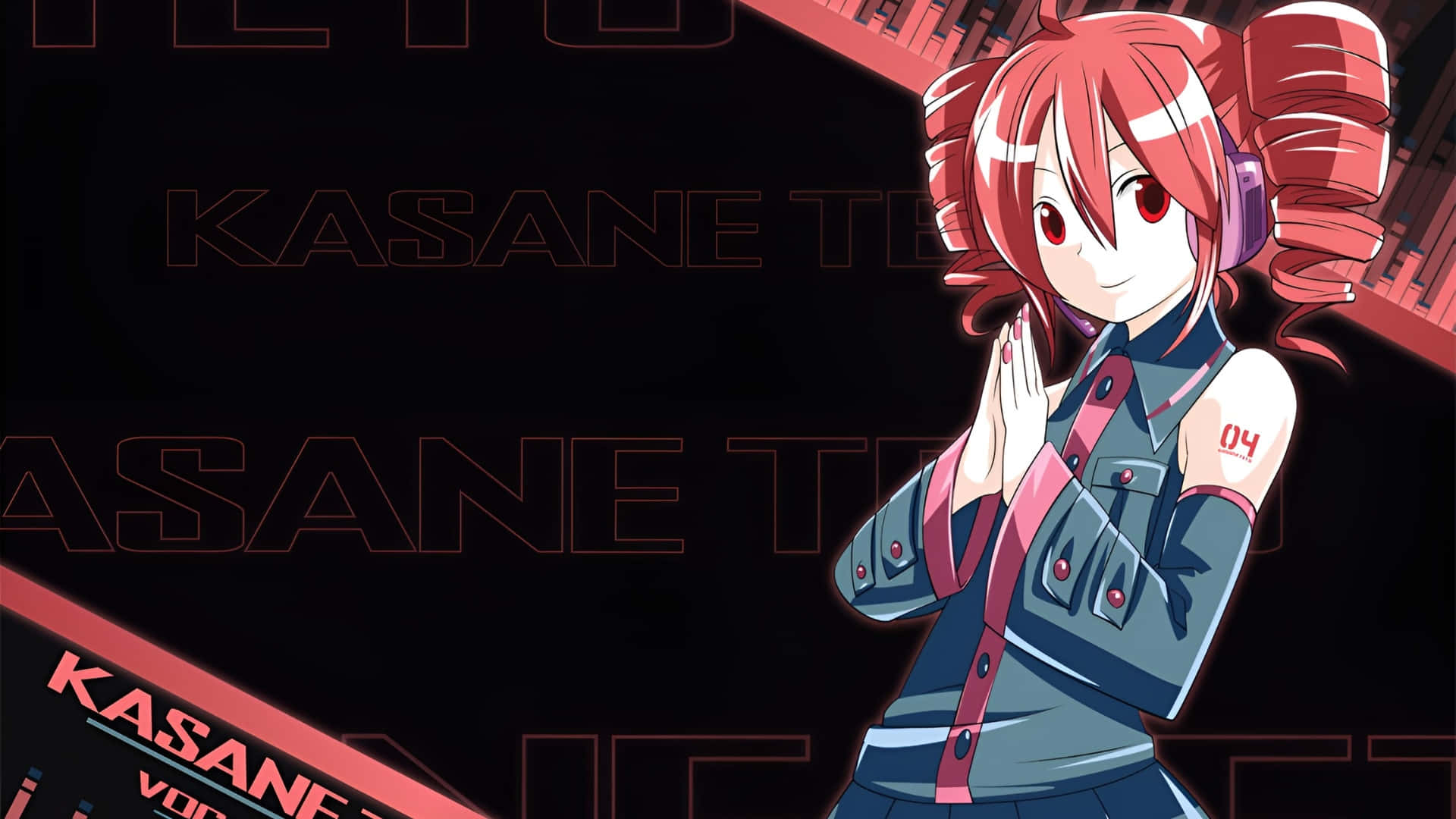 Kasane Teto, red-haired anime girl, headphones, Full HD Desktop Wallpaper