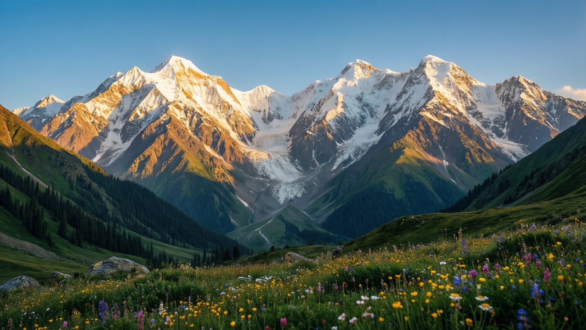 Himalayan sunrise, Kashmir, snow-capped Himalayan peaks, Full HD Desktop Wallpaper