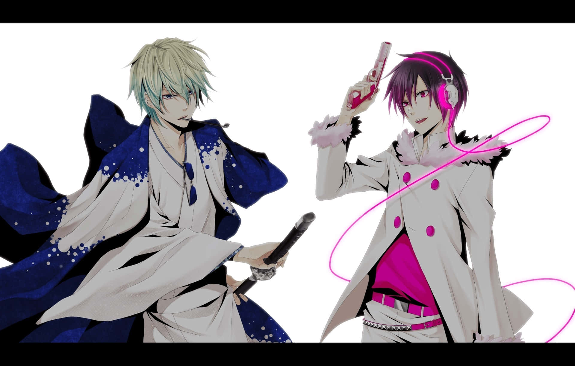Kasuka Heiwajima, blue and white kimono, pink and white coat, Full HD Desktop Wallpaper