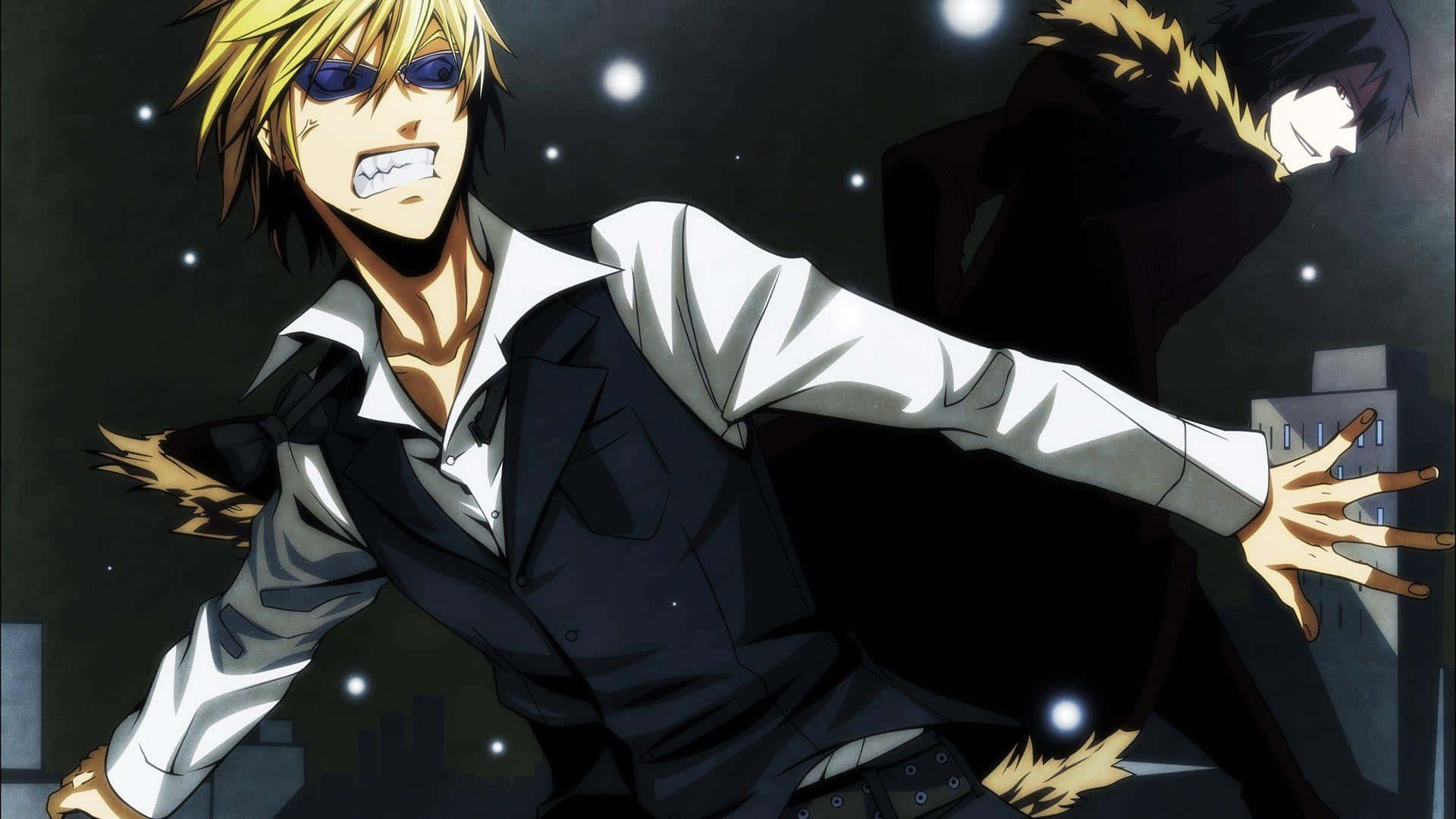 Kasuka Heiwajima, blonde anime male, purple sunglasses, Full HD Desktop Wallpaper
