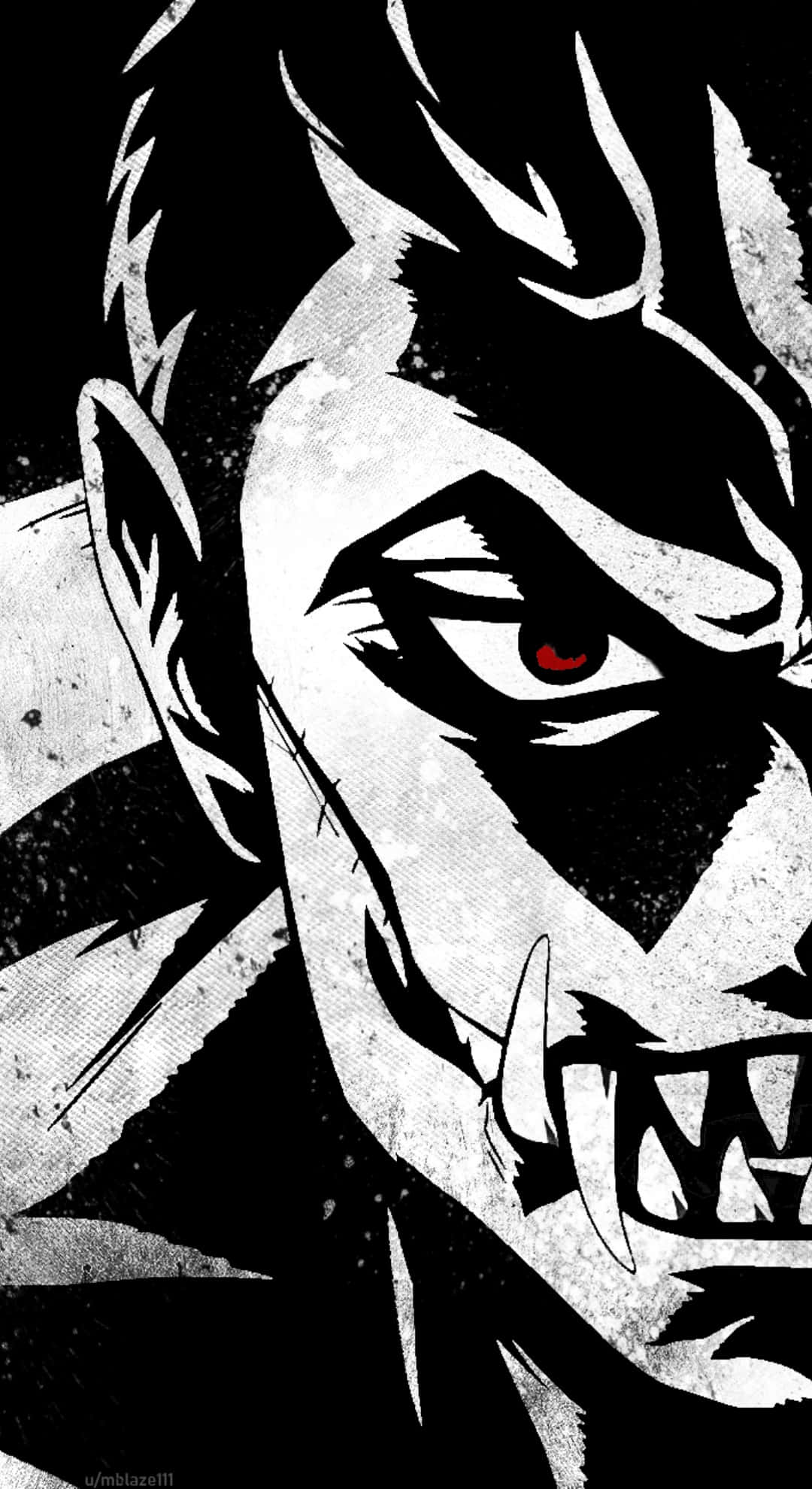 Katakuri, black and white comic-style, demonic figure, Full HD Phone Wallpaper