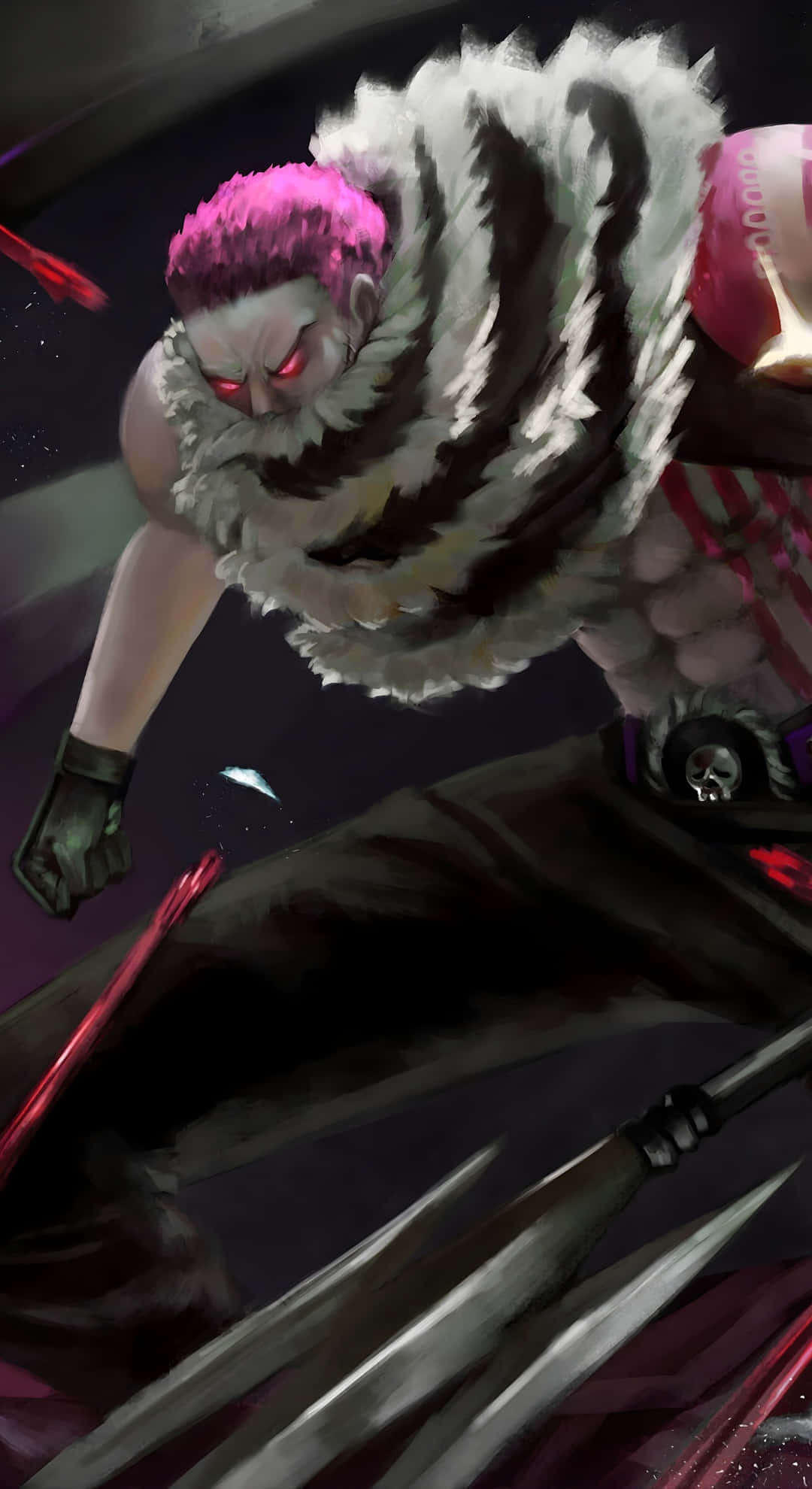 Katakuri, fierce battle stance, pink hair, Full HD Phone Wallpaper