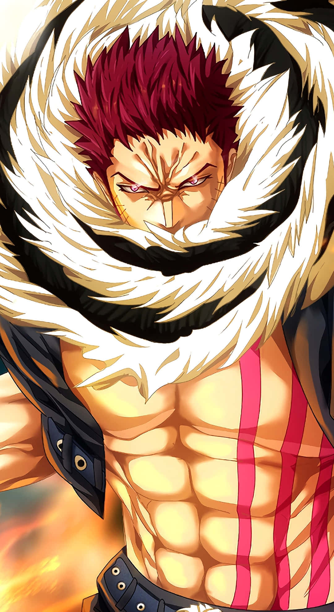 Katakuri, fierce battle stance, red hair, Full HD Phone Wallpaper