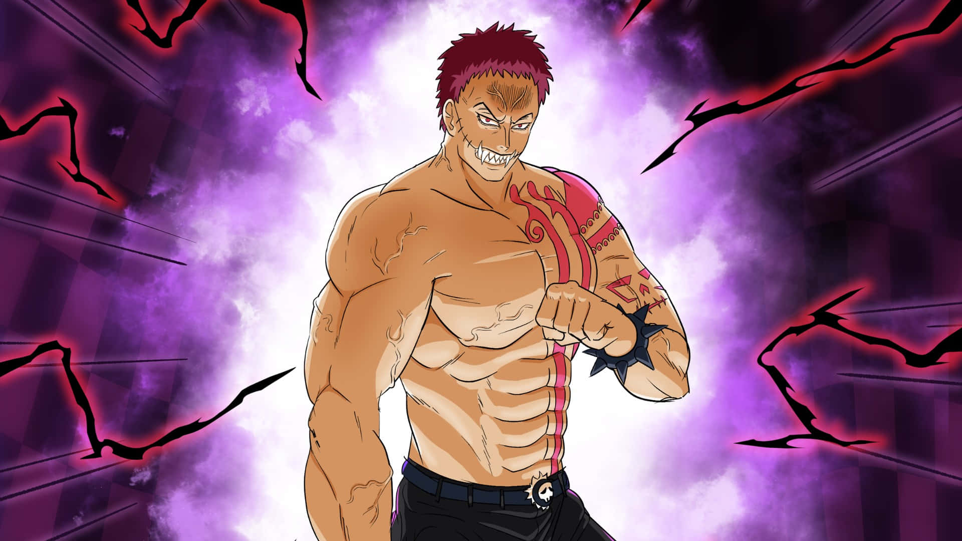 Katakuri, red hair, tattoos, Full HD Desktop Wallpaper