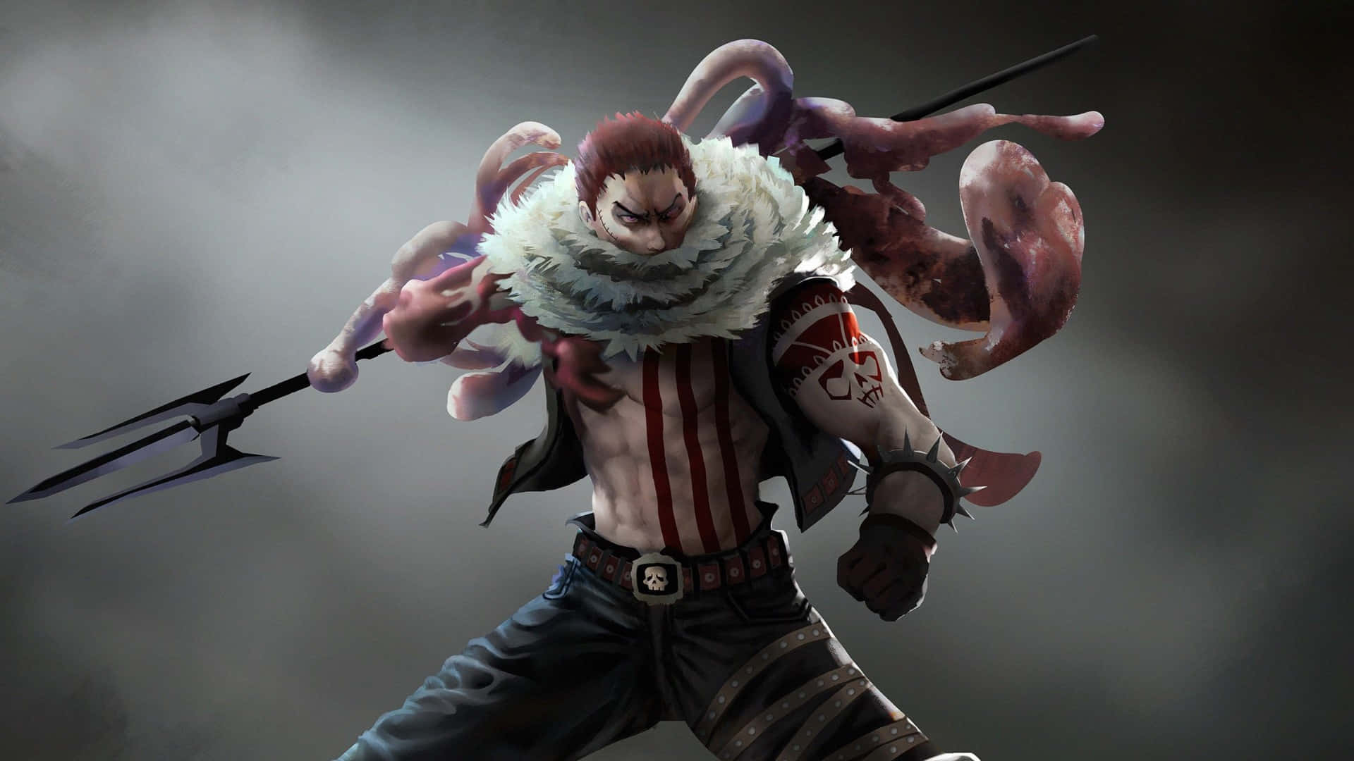 Katakuri, trident, octopus tentacles, Full HD Desktop Wallpaper