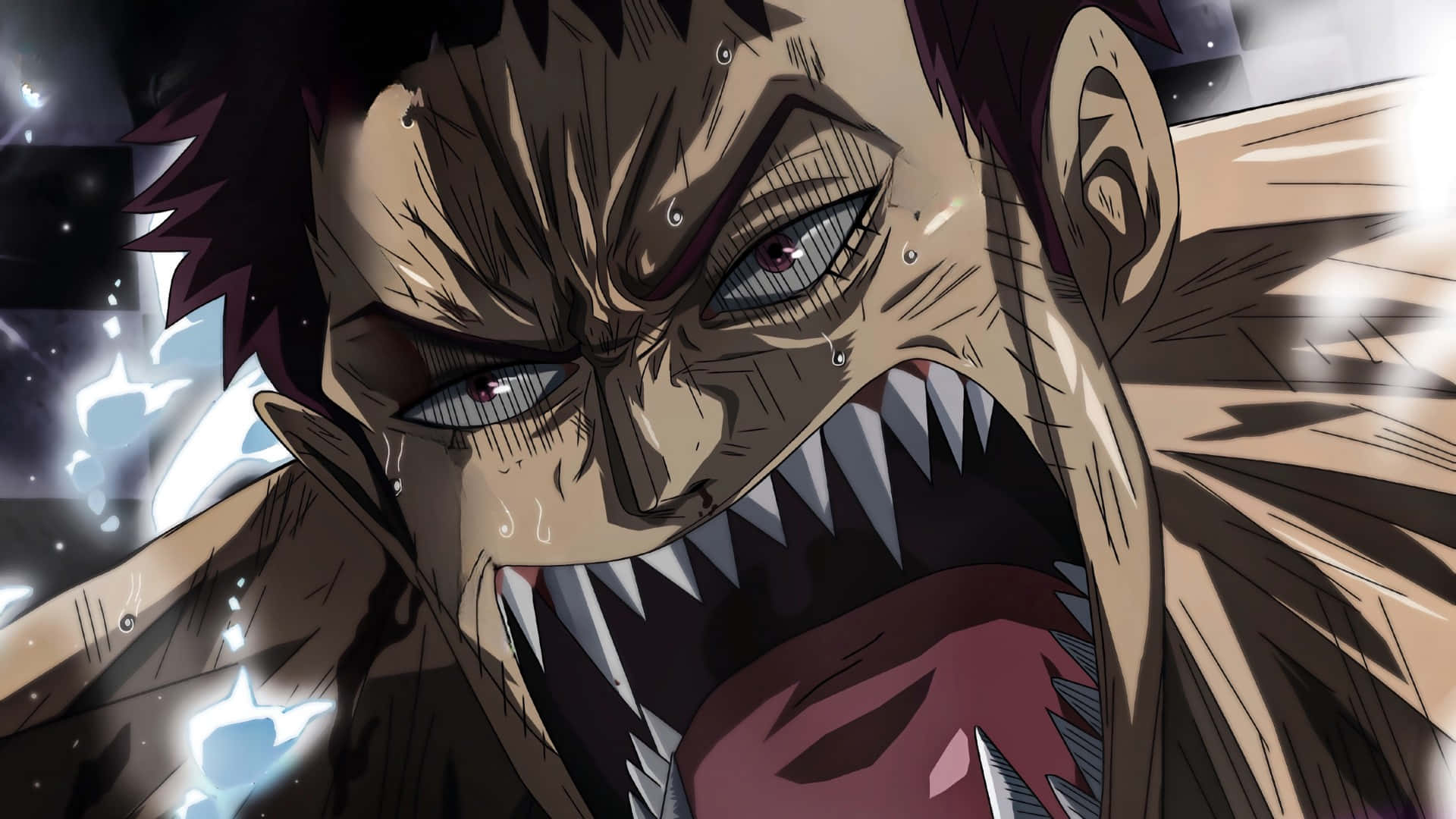 Katakuri, intense battle scene, starry cosmic backdrop, Full HD Desktop Wallpaper