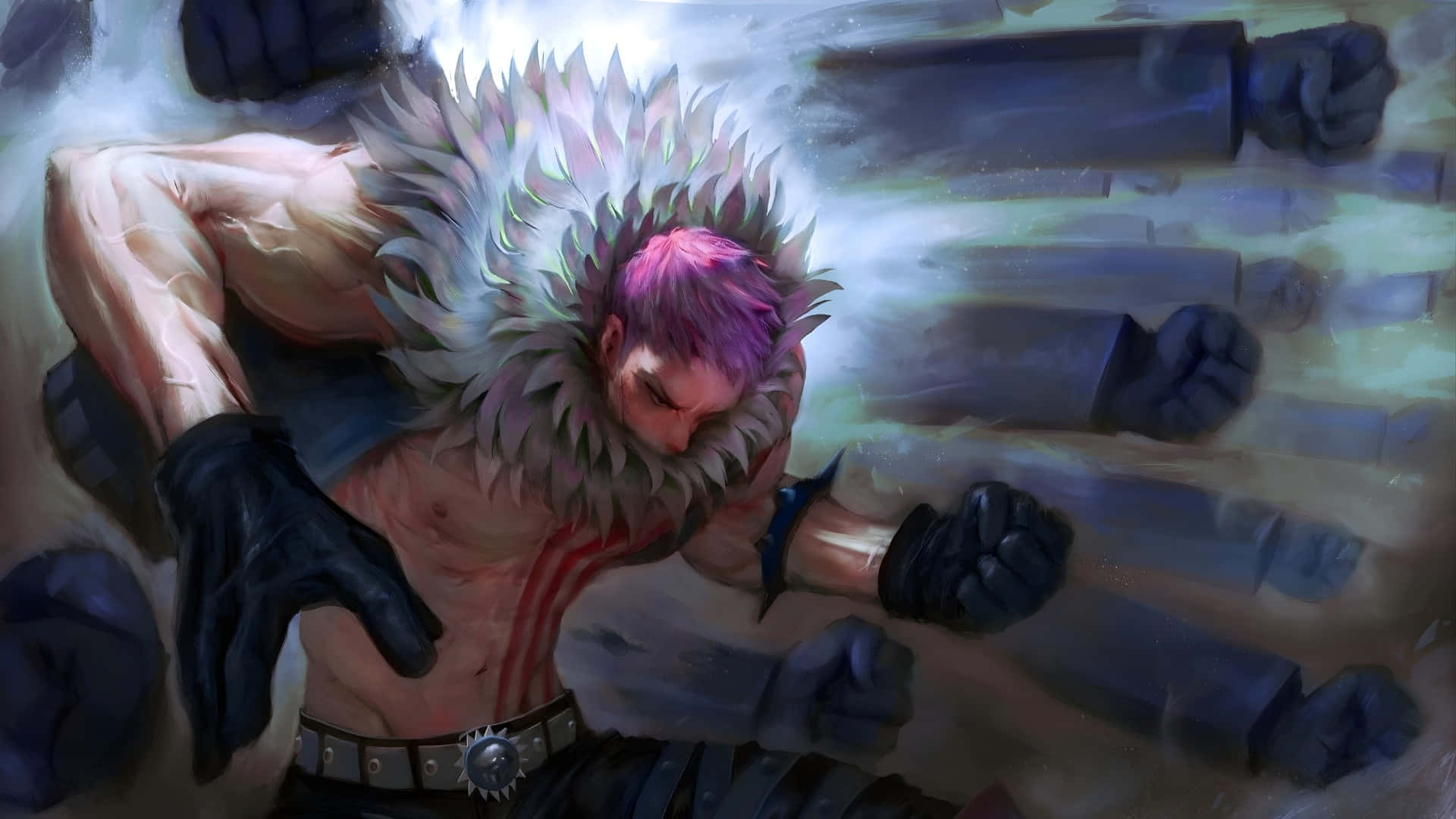 Katakuri, battle stance, pink hair, Full HD Desktop Wallpaper
