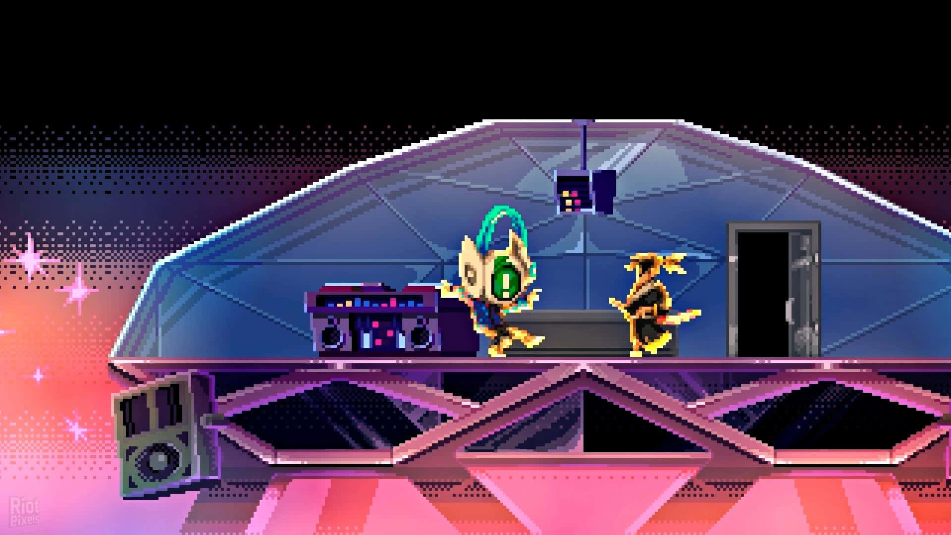 Katana Zero, neon lights, starbursts, Full HD Desktop Wallpaper