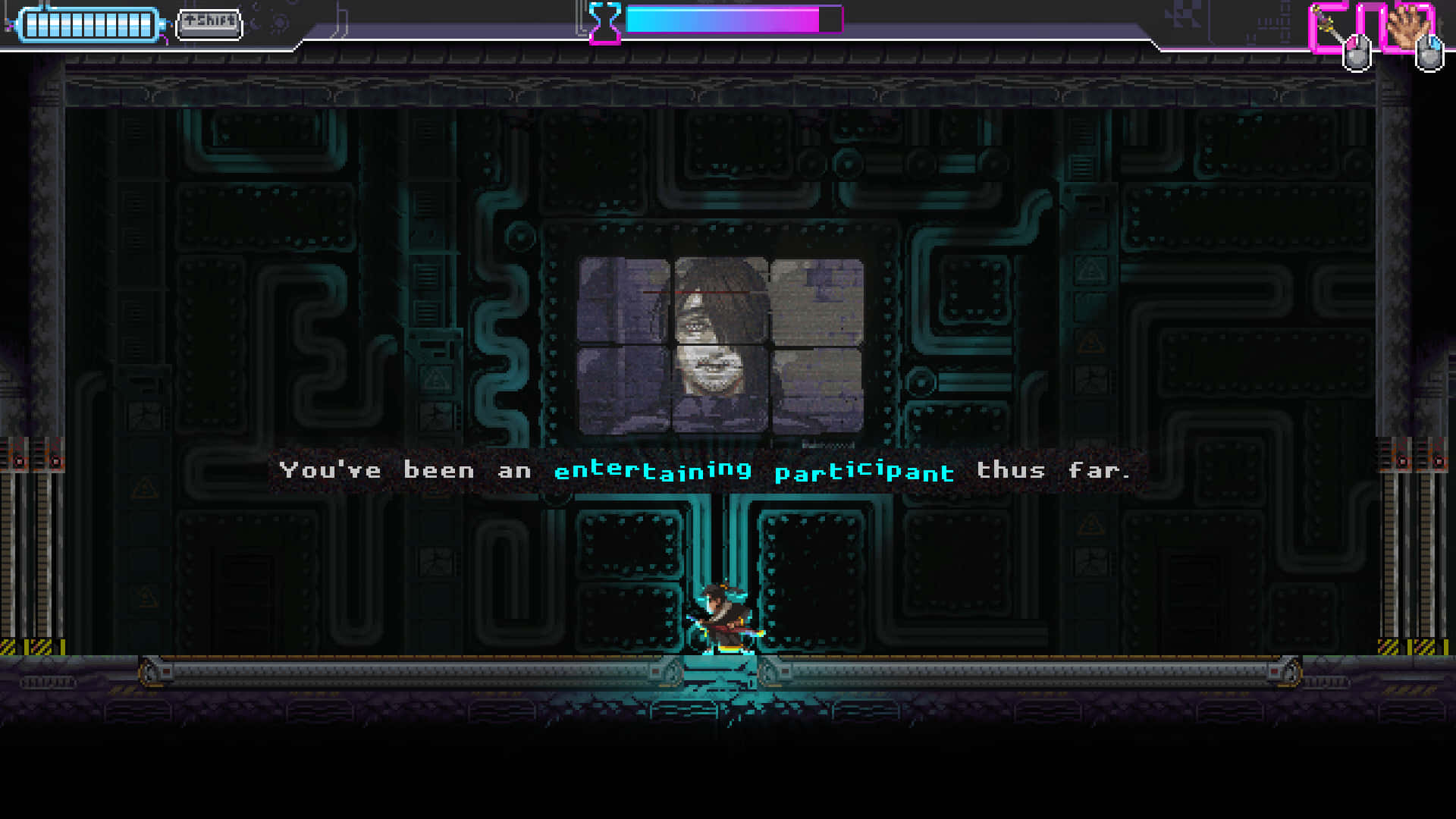 Katana Zero, pixel-art, futuristic chamber, Full HD Desktop Wallpaper