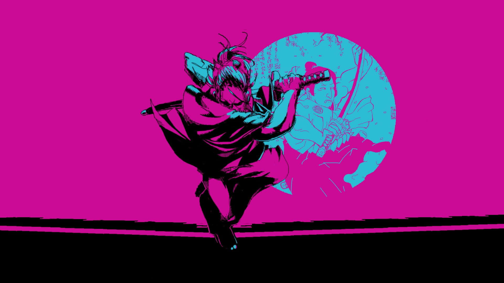 Katana Zero, samurai warrior, magenta background, Full HD Desktop Wallpaper
