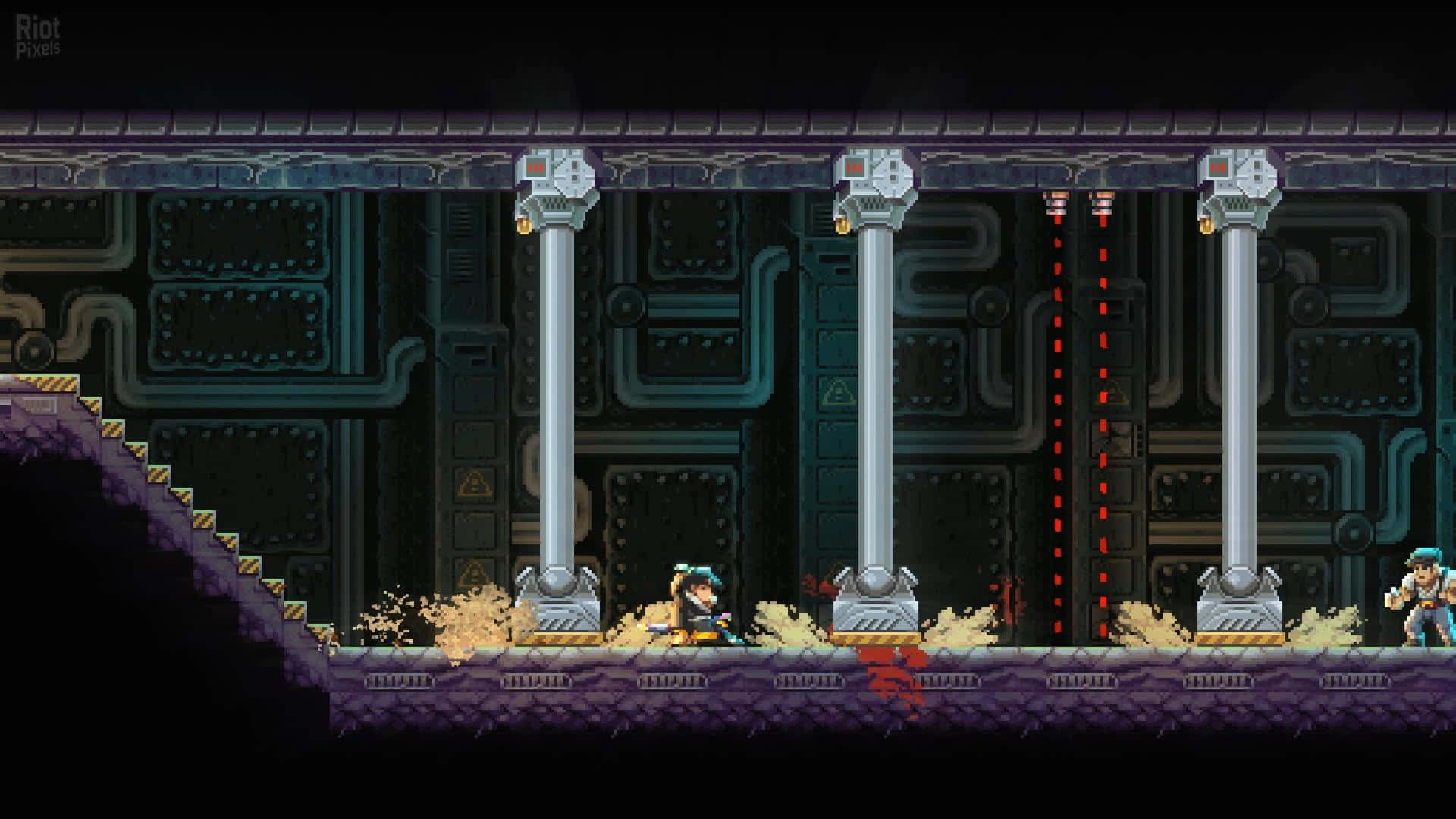 Katana Zero, pixel-art, dark industrial platform, Full HD Desktop Wallpaper