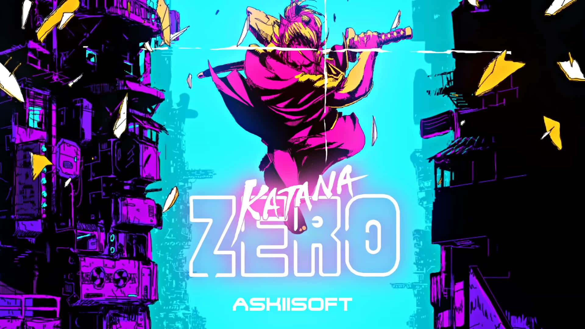Katana Zero, neon-drenched, anime warrior, Full HD Desktop Wallpaper