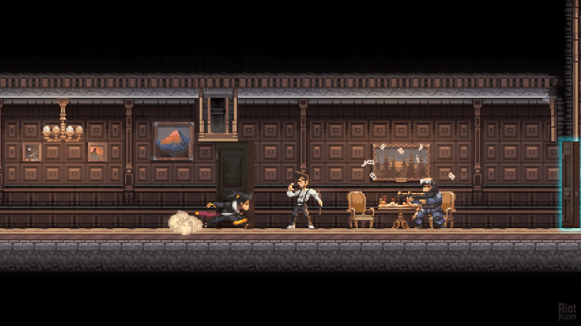 Katana Zero, pixel-art, dimly lit, Full HD Desktop Wallpaper