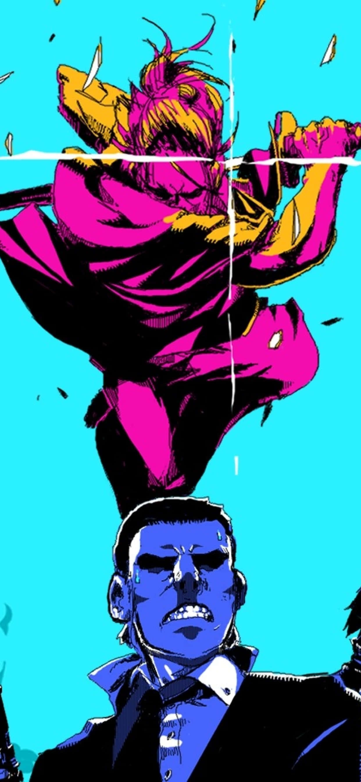 Katana Zero, magenta, yellow, 2K Phone Wallpaper