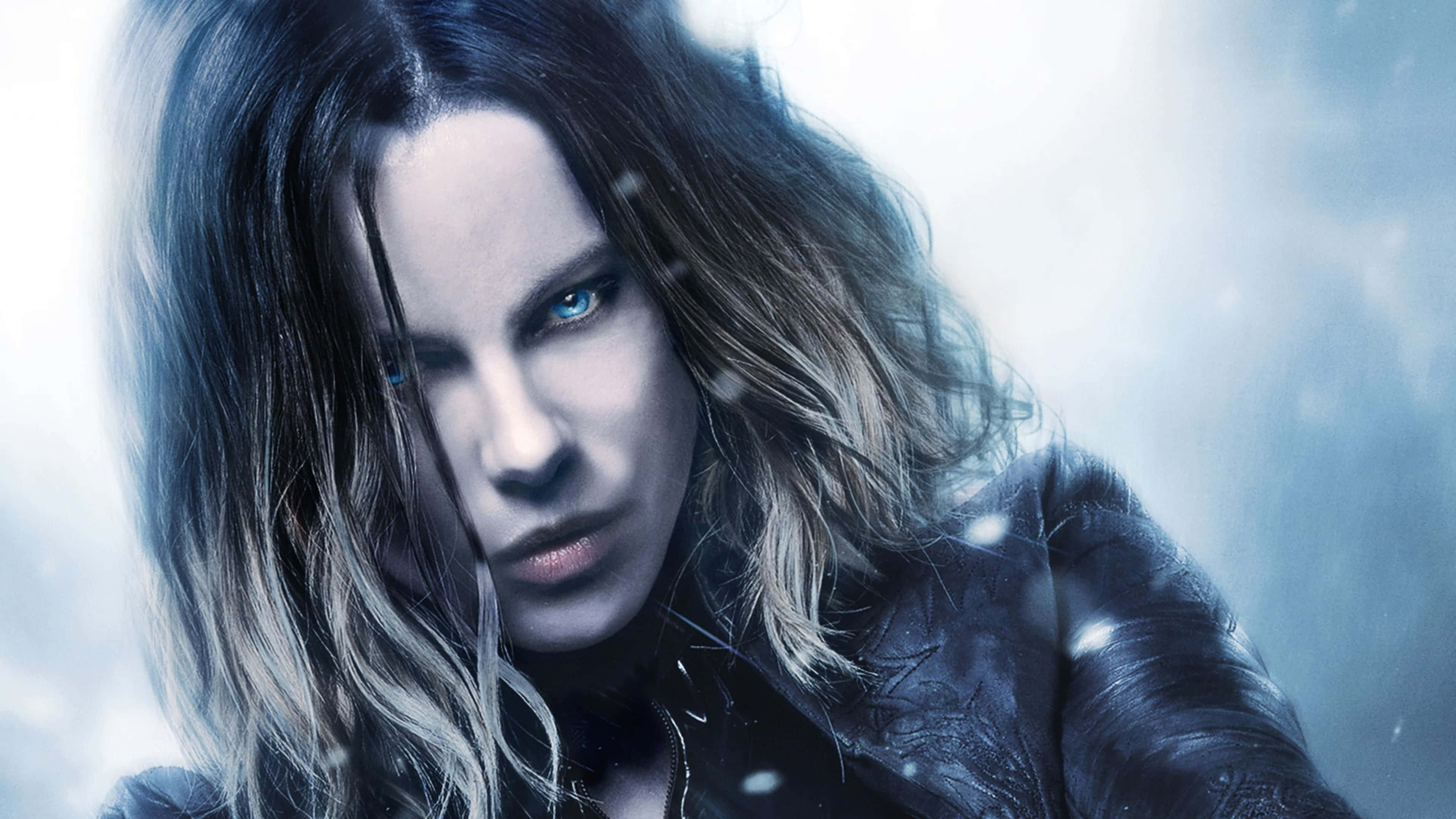 Kate Beckinsale, intense gaze, snowy storm, 4K Desktop Wallpaper