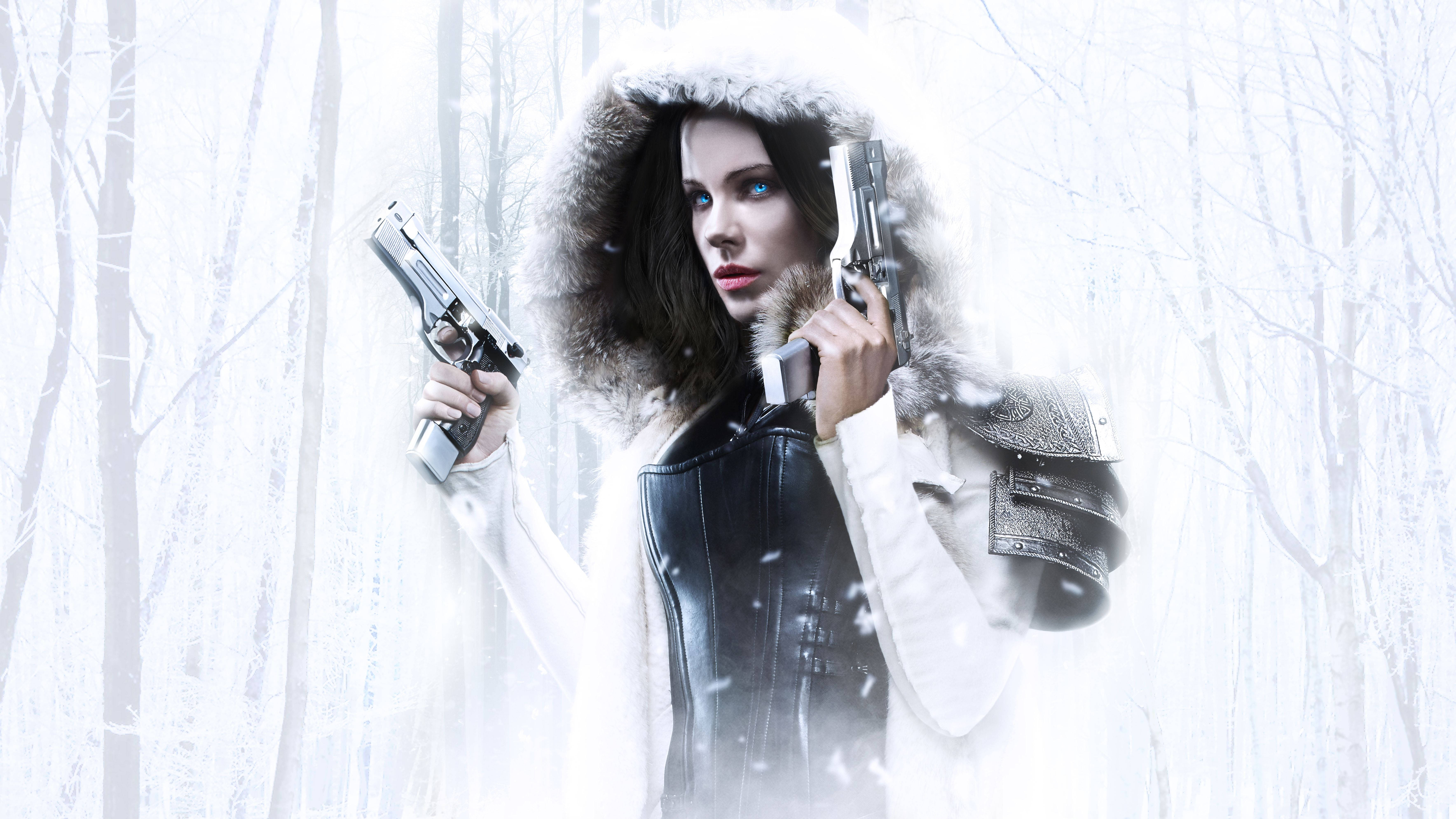 Kate Beckinsale, Underworld, snowy forest, 5K Desktop Wallpaper