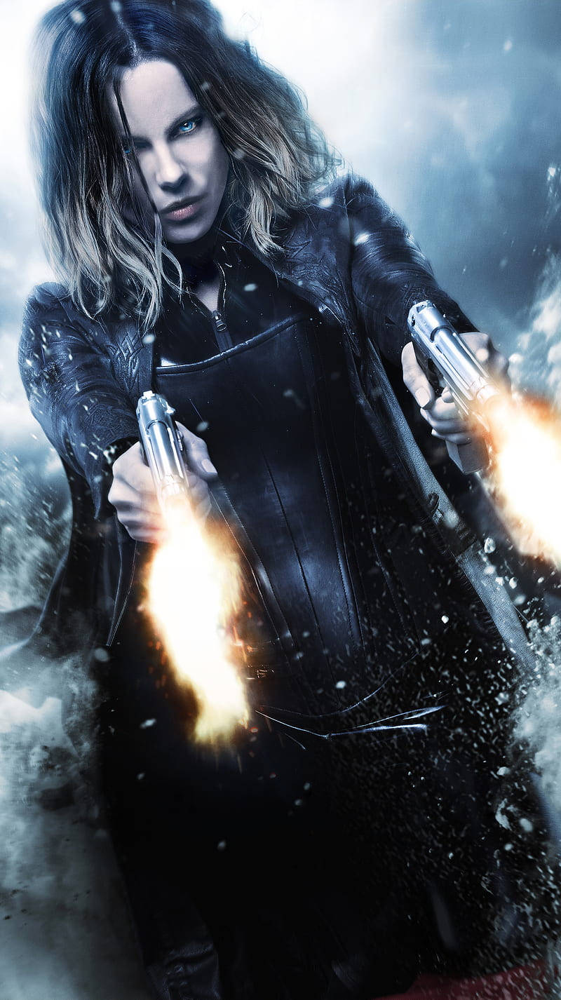 Kate Beckinsale, Underworld, black leather coat, HD Phone Wallpaper