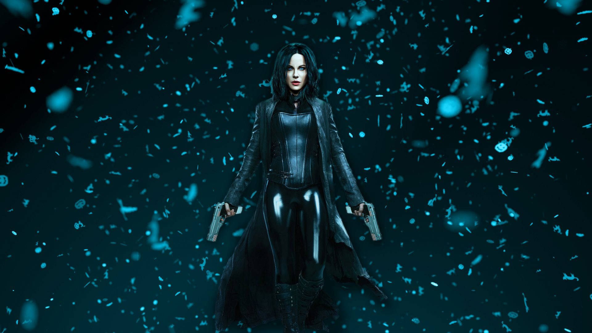 Kate Beckinsale, Underworld, black leather, Full HD Desktop Wallpaper
