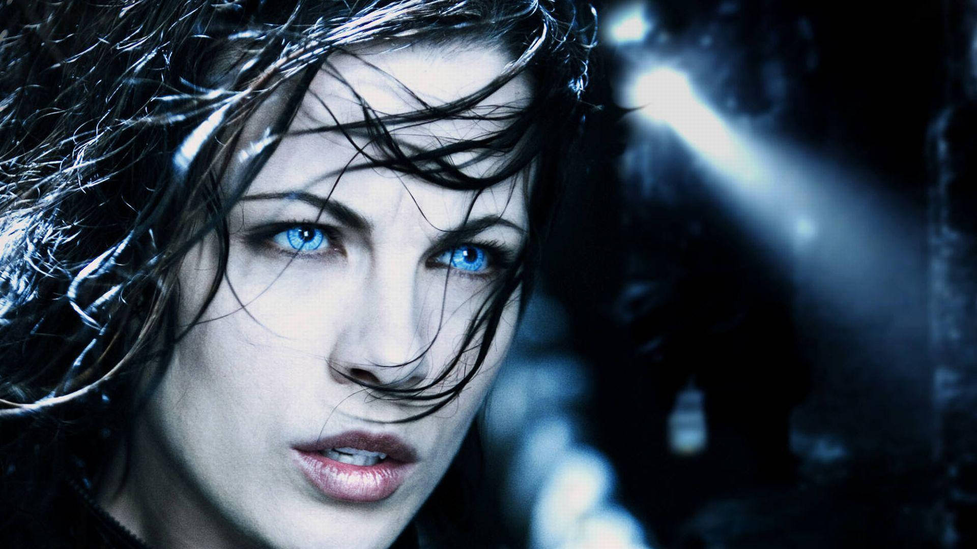 Kate Beckinsale, blue eyes, wet dark hair, Full HD Desktop Wallpaper