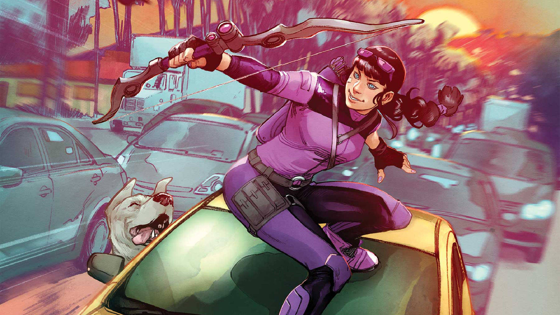 Kate Bishop, comics 2021 cover, purple-clad archer, Full HD Desktop Wallpaper