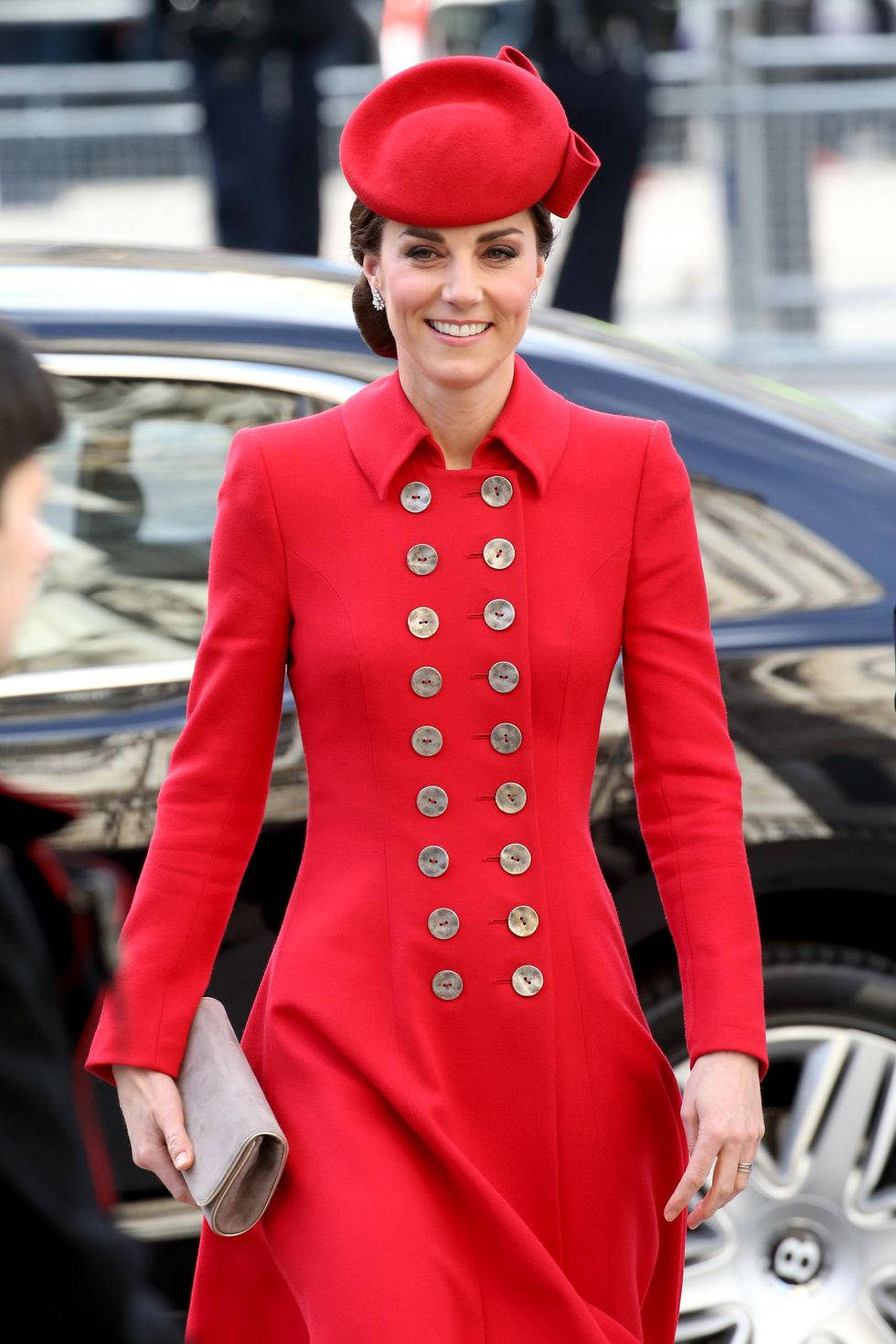 Kate Middleton, buttoned coat, red coat, HD Phone Wallpaper