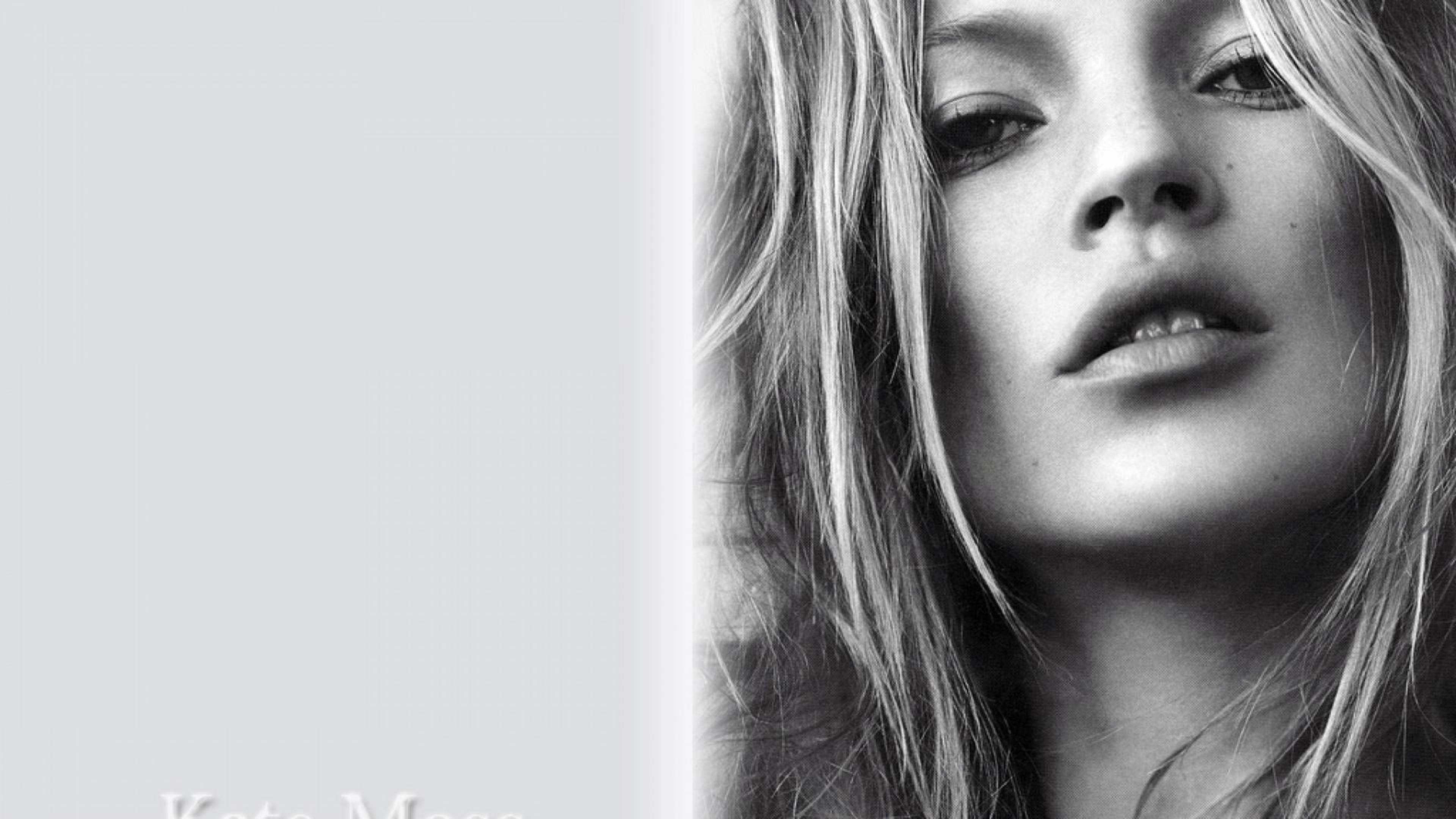 Kate Moss, heroin chic, black and white, 4K Desktop Wallpaper