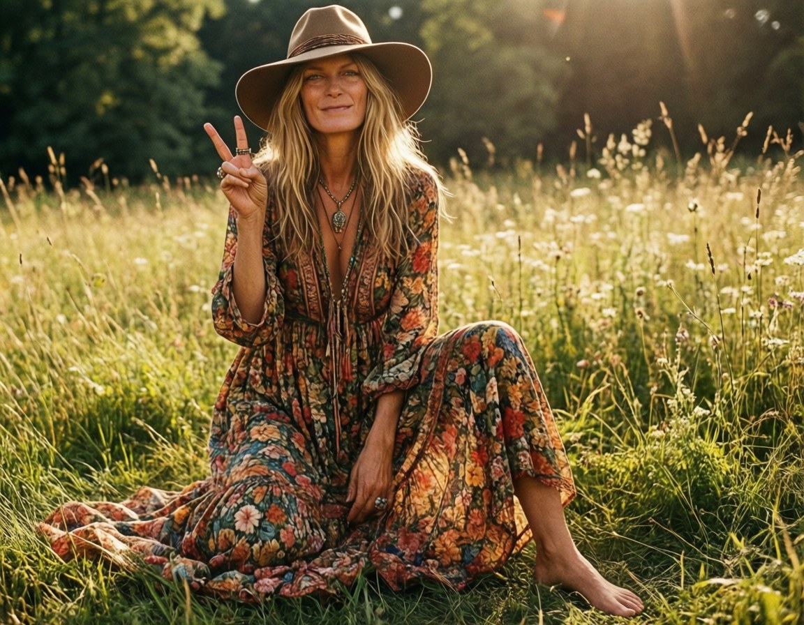 boho kate moss meadow, floral dress, wide-brimmed hat, SD Desktop Wallpaper