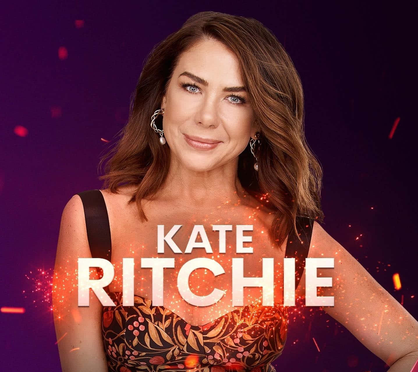 Kate Ritchie, floral dress, vibrant purple background, HD Desktop Wallpaper