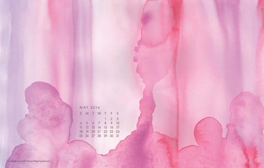 Kate Spade Desktop, May 2014 calendar, soft pink watercolor background, SD Desktop Wallpaper