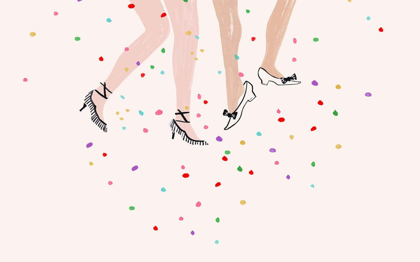 Kate Spade Desktop, high heels, colorful confetti, HD Desktop Wallpaper