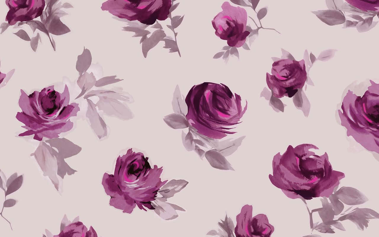 Kate Spade Desktop, vibrant purple roses, soft gray leaves, HD Desktop Wallpaper