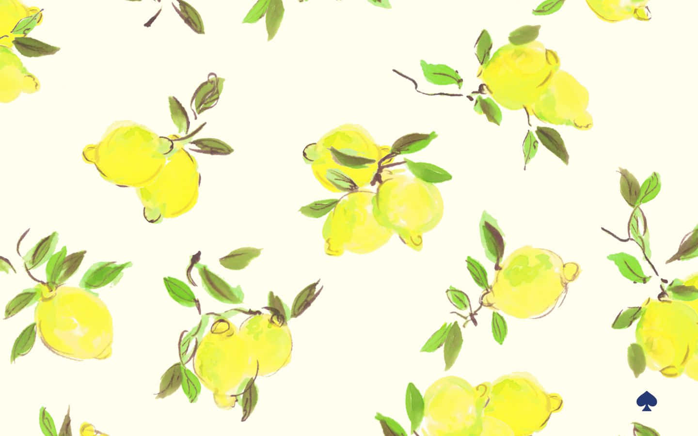 Kate Spade Desktop, watercolor lemons, green leaves, HD Desktop Wallpaper