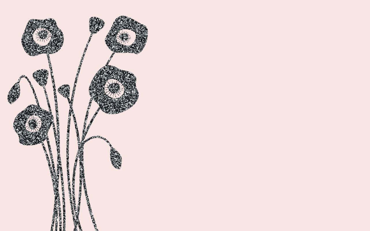 Kate Spade Desktop, black glitter-textured poppies, white centers, HD Desktop Wallpaper