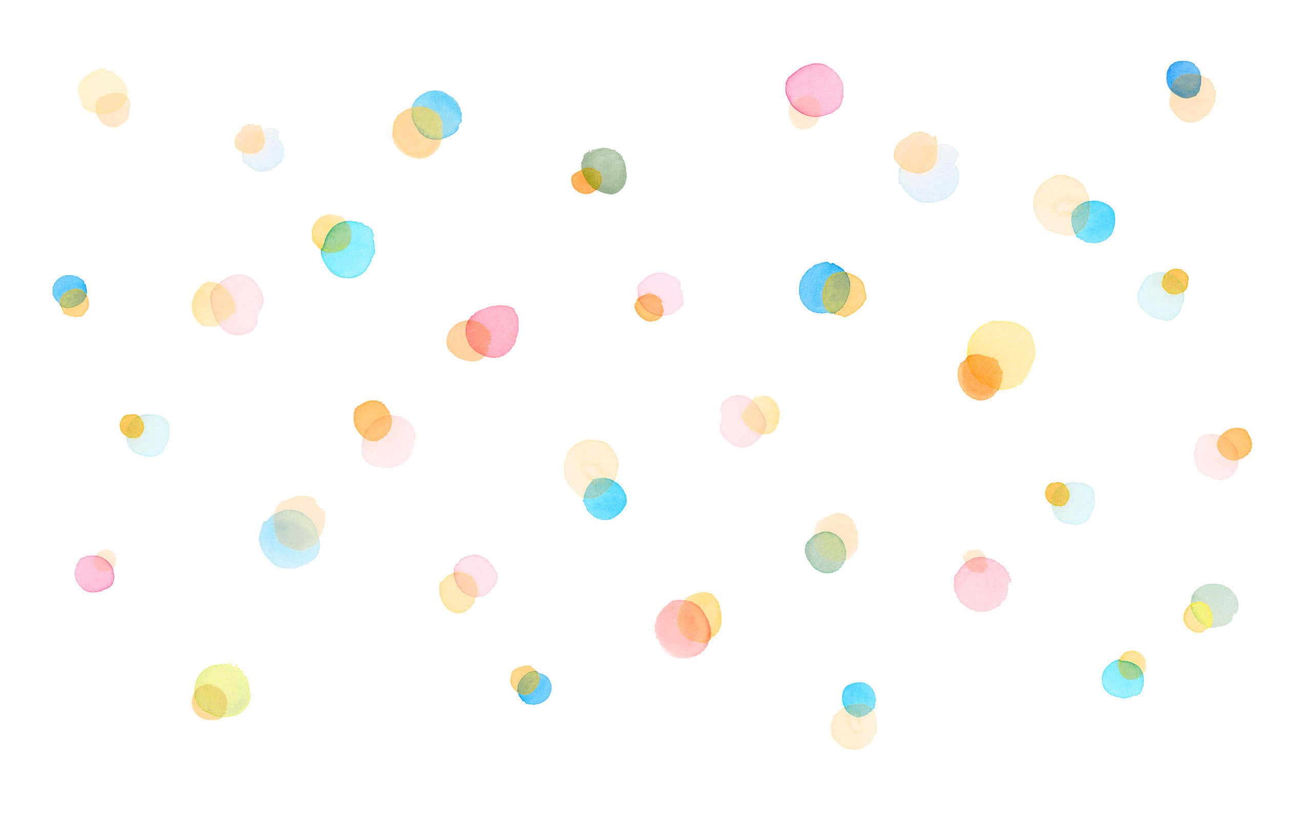Kate Spade Desktop, pastel-colored translucent circles, white background, 2K Desktop Wallpaper