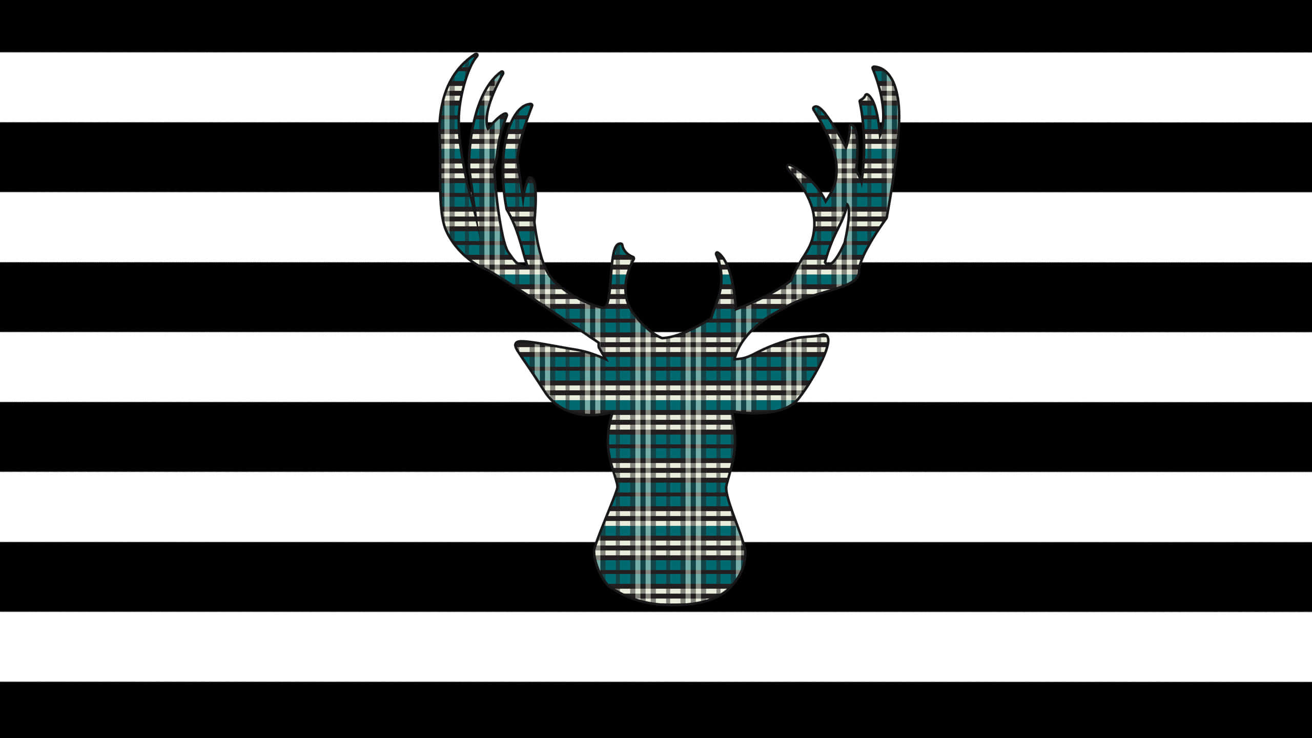 Kate Spade Desktop, teal plaid, deer head silhouette, 2K Desktop Wallpaper